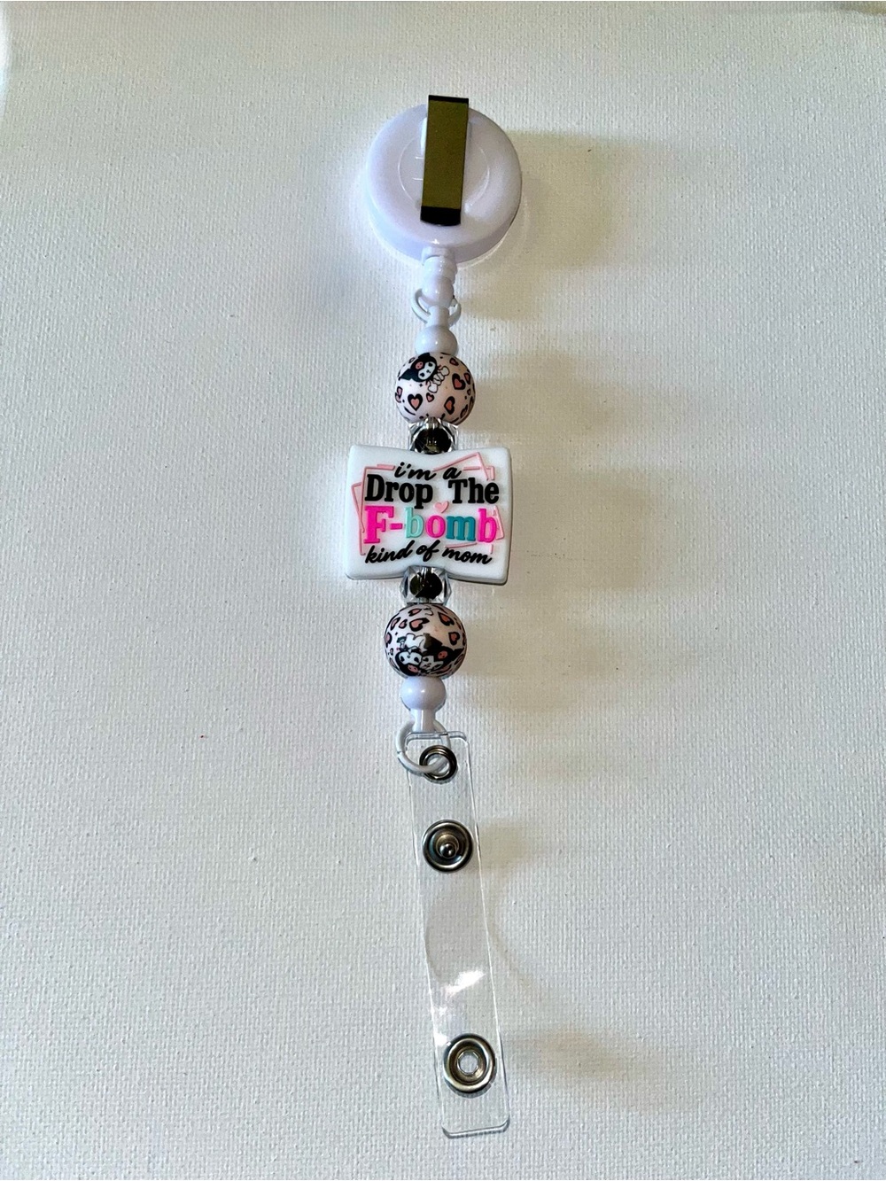 Beaded Badge Reel "I’m a Drop The F-bomb Kind of Mom" & Kuromi
